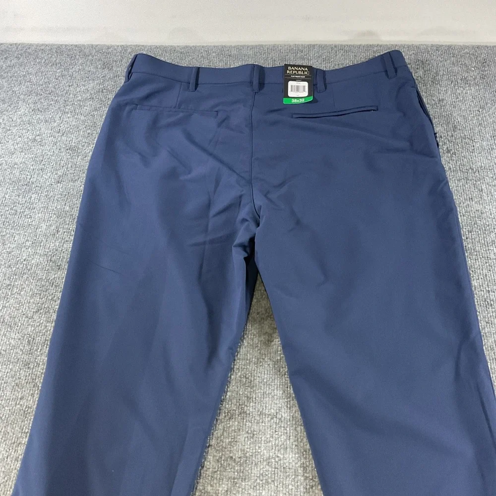 Banana Republic Mens Flat Front Performance Pants Navy Blue 38x32 New
